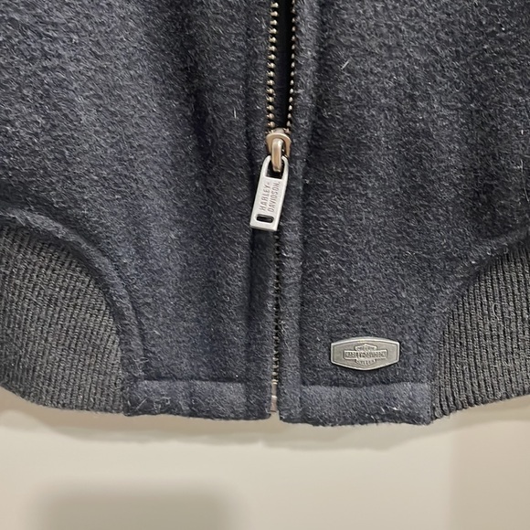 Harley Davidson Women’s Wool Bomber Jacket Black Size Small Full Zip - Picture 5 of 12